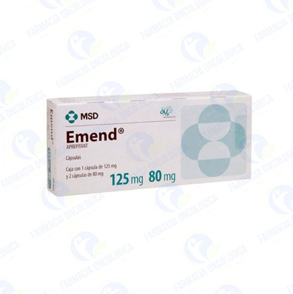 Foto del medicamento Emend 125 mg con 1 capsula y 2 capsulas de 80 mg o Aprepitant en venta