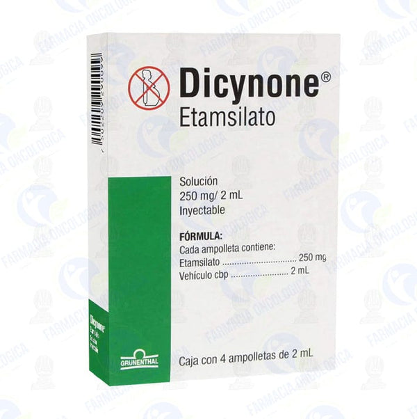 Foto del medicamento Dicynone 250 mg con 4 ampolletas solucion inyectable o Etamsilato en venta