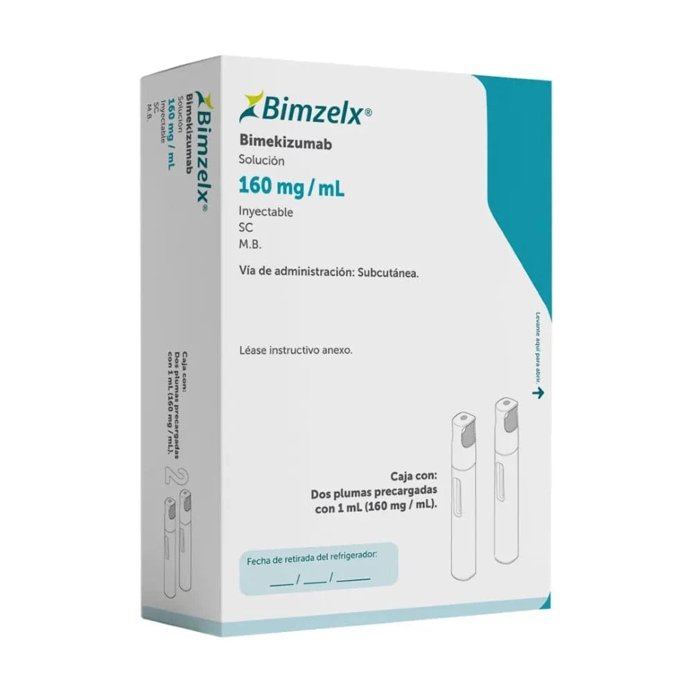 Foto del medicamento BIMZELX 160 mg /mL PLU PREC CAJ C/2 o Bimekizumab 160 mg /mL en venta