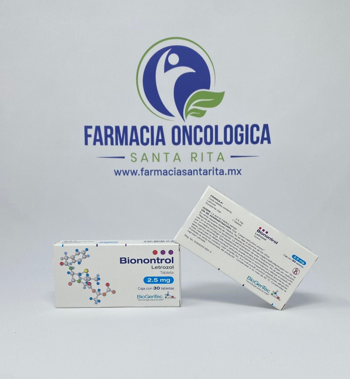 Foto del medicamento Bionontrol 2.5 mg con 30 tabletas o Letrozol 2.5 mg con 30 tabletas en venta