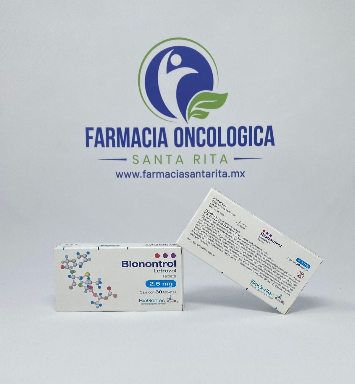 Foto del medicamento Bionontrol 2.5 mg con 30 tabletas o Letrozol 2.5 mg con 30 tabletas en venta