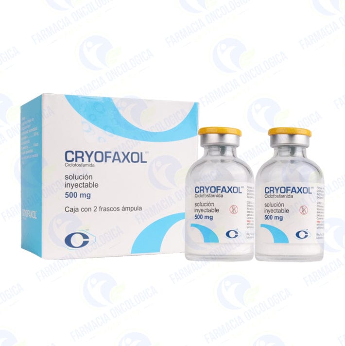 Foto del medicamento Cryofaxol 500 mg con 2 frascos solucion inyectable o Ciclofosfamida en venta