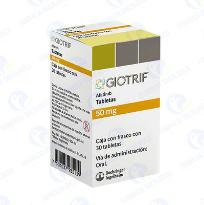 Foto del medicamento Giotrif 50mg con 50 tabletas o Afatinib 50mg con 50 tabletas en venta