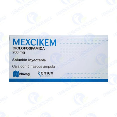 Foto del medicamento Mexcikem 200 mg caja con 5 solucion inyectable o Ciclofosfamida 200 mg en venta
