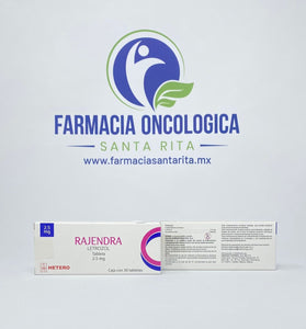 Foto del medicamento Rajendra 2.5 mg con 30 tabletas o Letrozol 2.5 mg con 30 tabletas en venta