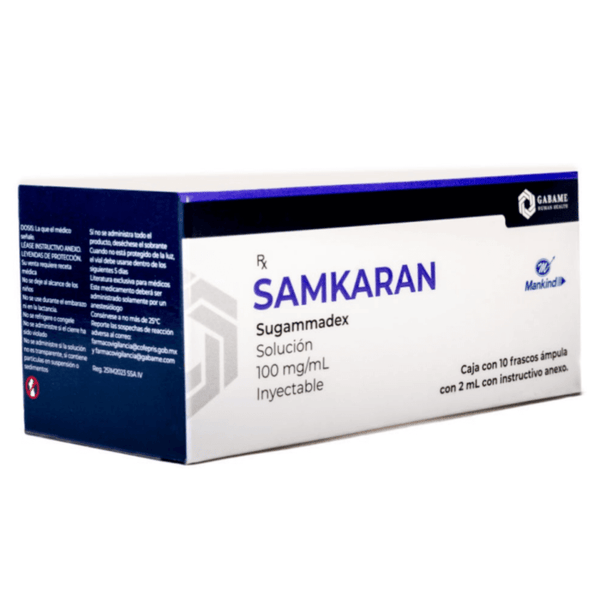Foto del medicamento Samkaran 200 mg inyectable con 10 frascos o Suggamadex 200mg en venta