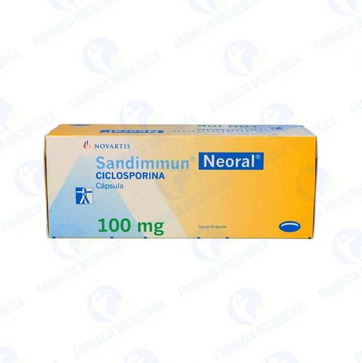 Foto del medicamento Sandimmun Neoral 100 mg con 50 capsulas o Ciclosporina 100 mg en venta