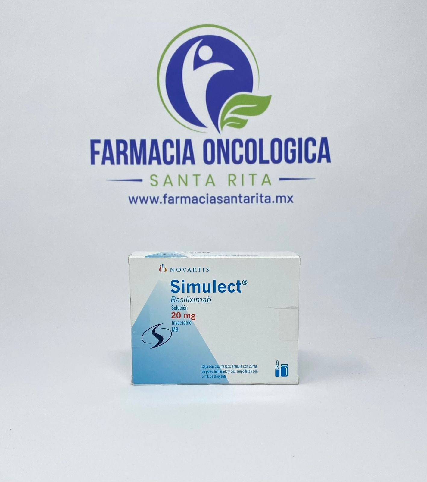 Foto del medicamento Simulect 20 mg con 2 ampulas solucion inyectable o Basiliximab 20 mg en venta