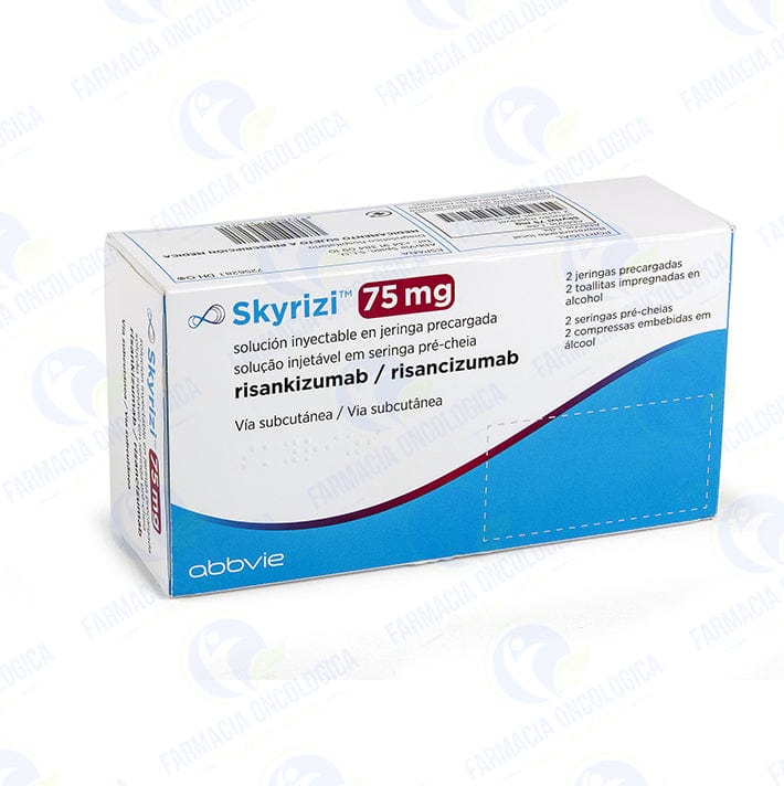 Foto del medicamento Skyrizi 75 mg con 2 jeringas prellenadas o Risankizumab 75 mg en venta