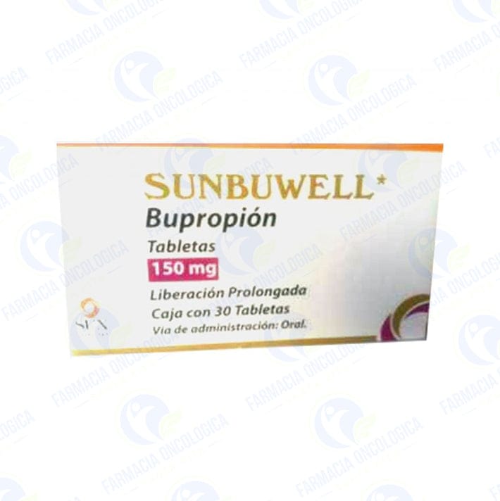 Foto del medicamento Sunbuwell 150 mg con 30 tabletas o Bupropion 150 mg con 30 tabletas en venta