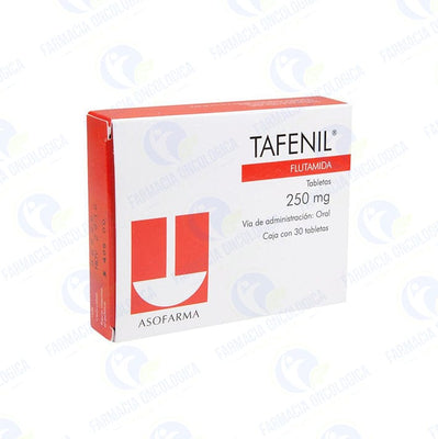 Foto del medicamento Tafenil 250 mg con 30 tabletas o Flutamida 250 mg con 30 tabletas en venta