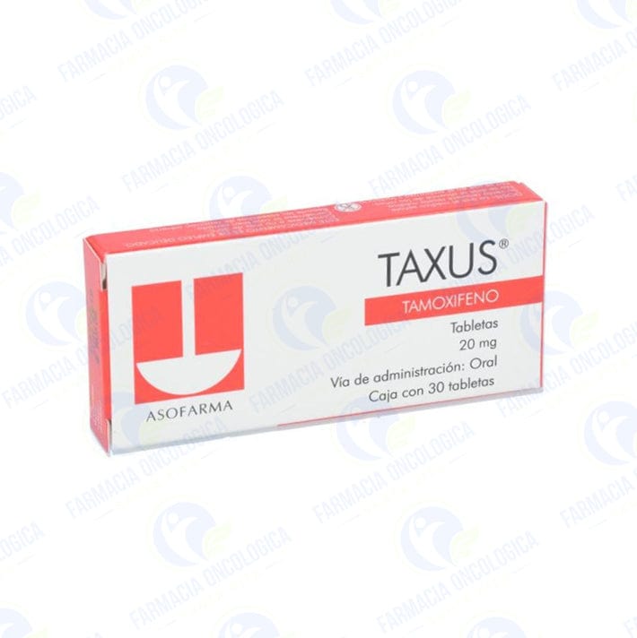 Foto del medicamento Taxus 20 mg con 30 tabletas o Tamoxifeno 20 mg con 30 tabletas en venta