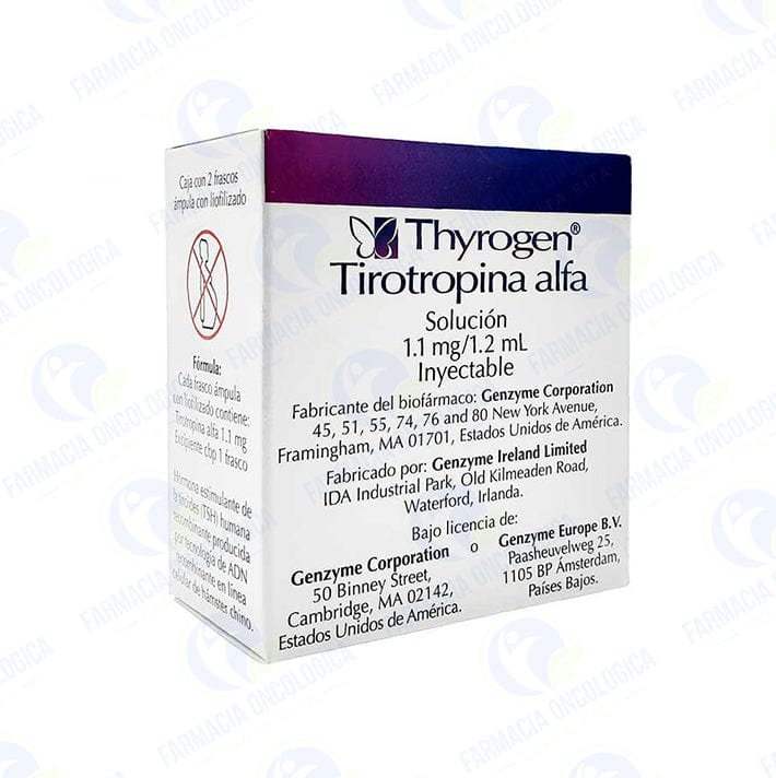 Foto del medicamento Thyrogen 1.1 mg con 2 frascos solucion inyectable o Tirotropina alfa en venta