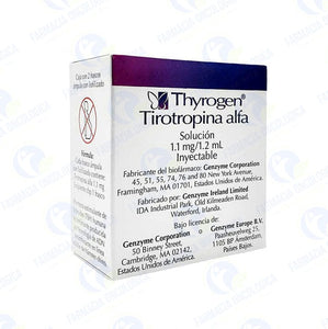 Foto del medicamento Thyrogen 1.1 mg con 2 frascos solucion inyectable o Tirotropina alfa en venta
