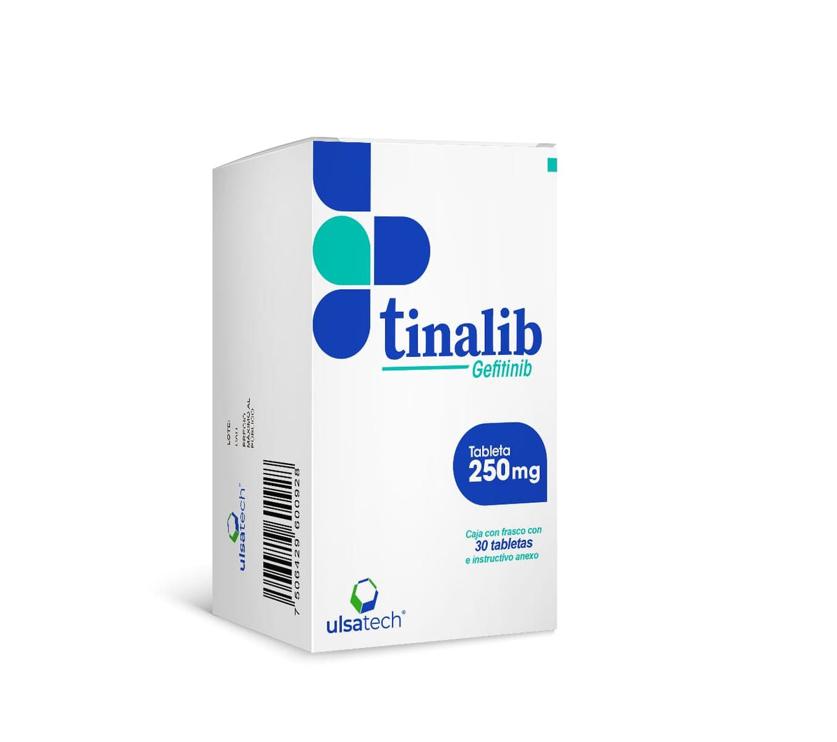Foto del medicamento Tinalib 250 mg con 30 tabletas o Gefitinib 250 mg con 30 tabletas en venta