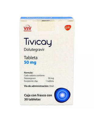 Foto del medicamento Tivicay 50 mg con 30 tabletas o Dolutegravir 50 mg con 30 tabletas en venta