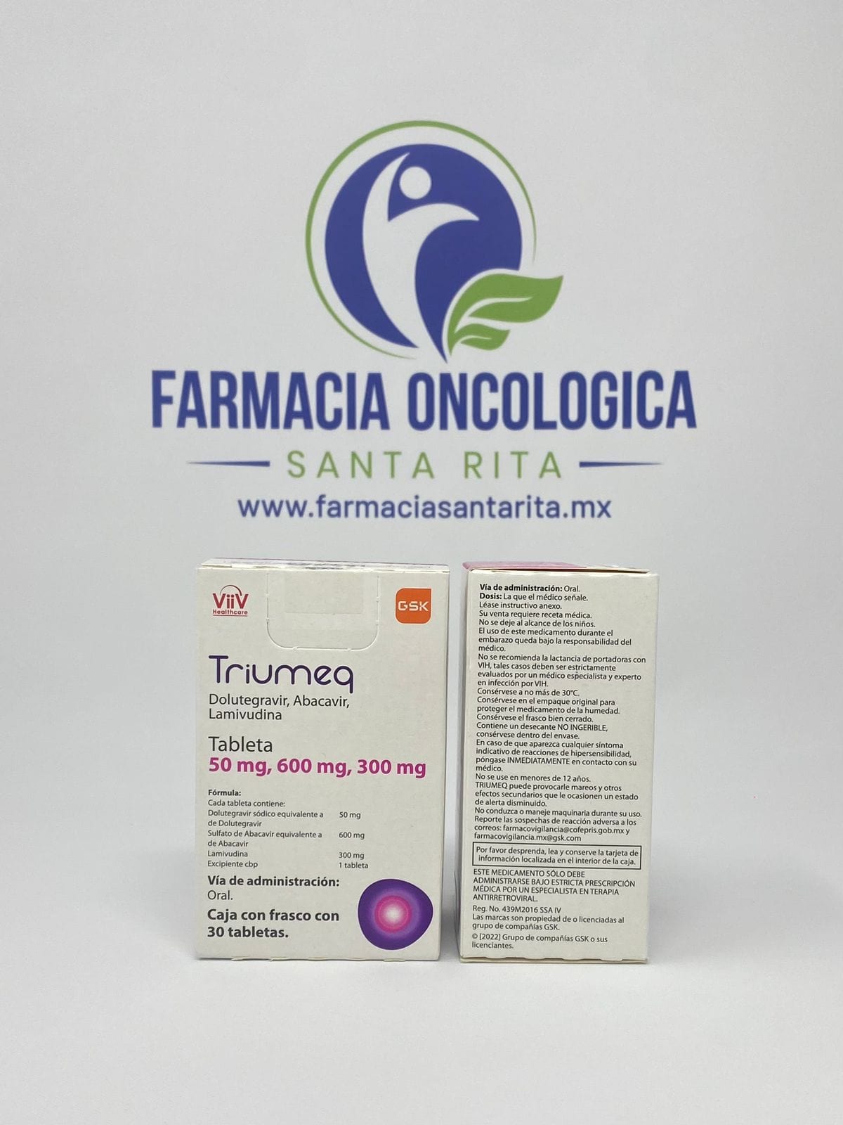 Foto del medicamento Triumeq con 30 tabletas o Dolutegravir, Abacavir, Lamivudina en venta