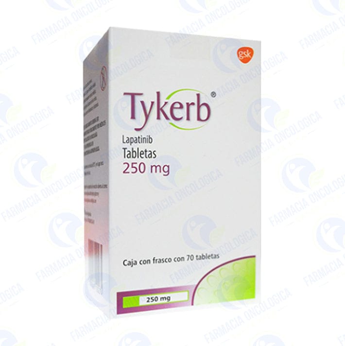 Foto del medicamento Tykerb 250 mg con 70 tabletas o Lapatinib 250 mg con 70 tabletas en venta