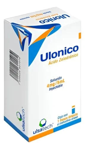 Foto del medicamento Ulonico 4mg/5mL solucion inyectable o Acido Zoledronico 4mg inyectable en venta