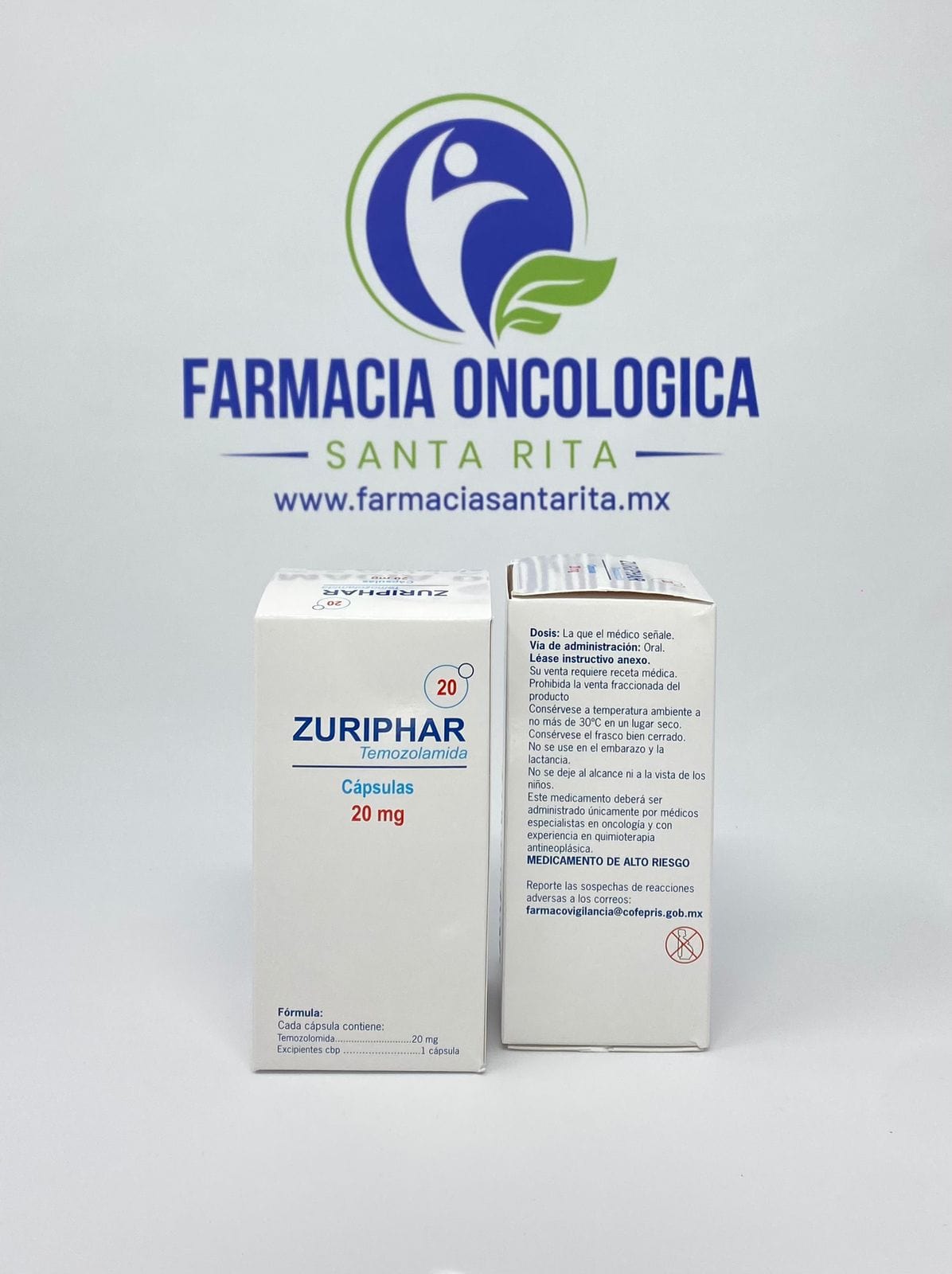 Foto del medicamento Zuriphar 20 mg con 5 capsulas o Temozolomida 20 mg con 5 capsulas en venta