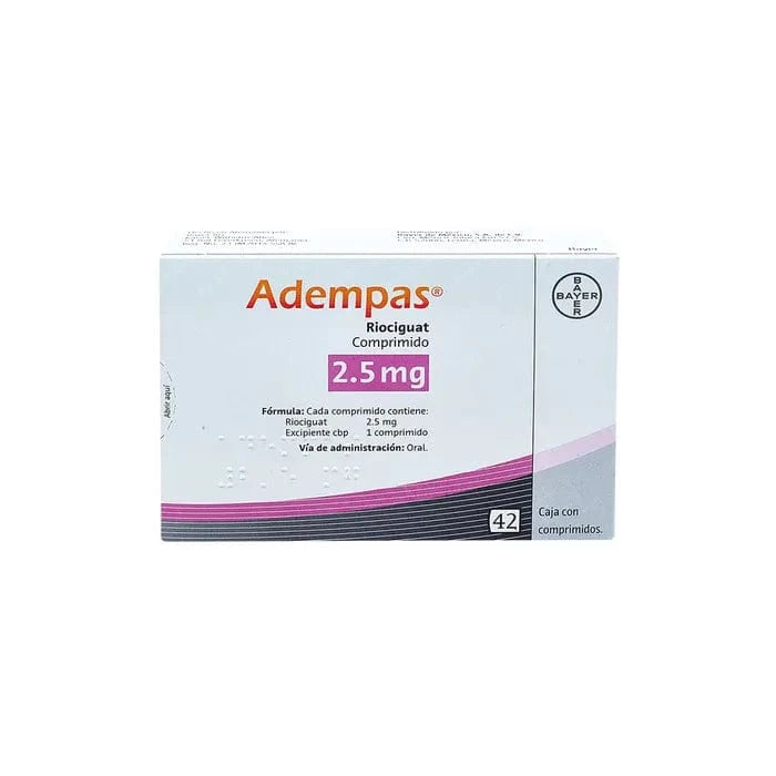 Foto del medicamento Adempas 2.5 mg con 42 comprimidos o Riociguat 2.5 mg con 42 comprimidos en venta