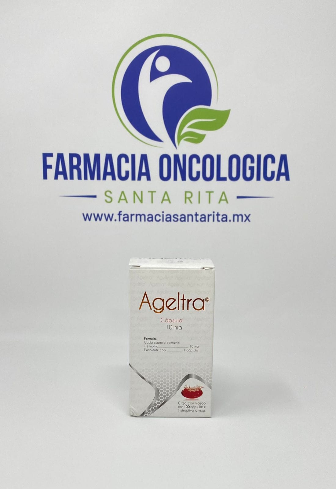 Foto del medicamento Ageltra 10 mg con 100 capsulas o Tretinoina 10 mg con 100 capsulas en venta