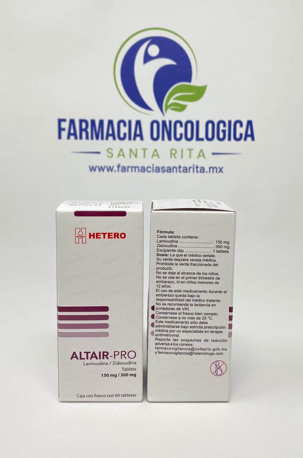 Foto del medicamento AltairoPRO con 60 tabletas - Lamivudina 150 mg, Zidovudina 300 mg en venta