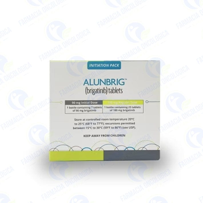 Foto del medicamento Alunbrig 90 mg con 7 tabletas + 180 mg con 23 tabletas o Brigatinib en venta
