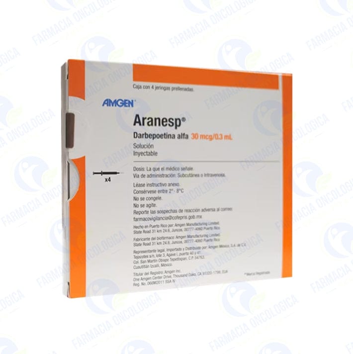 Foto del medicamento Aranesp 30 mcg solucion inyectable o Darbepoetina Alfa 30 mcg sol iny en venta