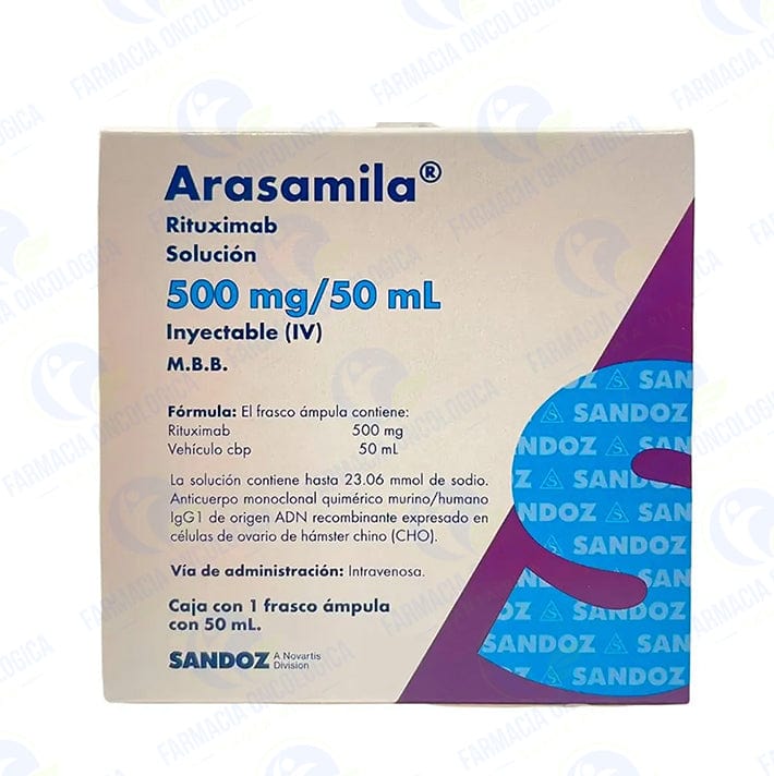 Foto del medicamento Arasamila 500 mg solucion inyectable o Rituximab 500 mg sol inyectable en venta