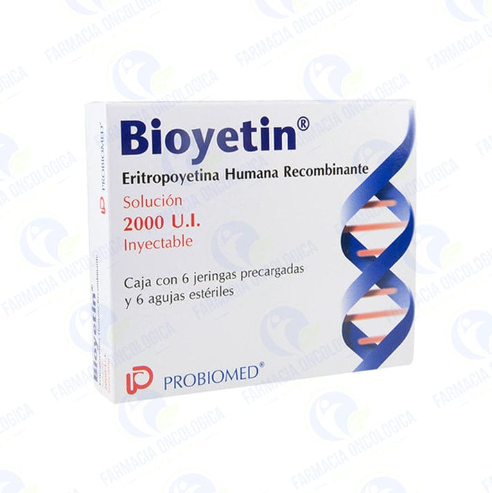 Foto del medicamento Bioyetin 2,000 ui solucion inyectable o Eritropoyetina alfa 2,000 ui en venta