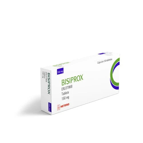 Foto del medicamento Bisiprox 150 mg con 30 tabletas o Erlotinib 150 mg con 30 tabletas en venta