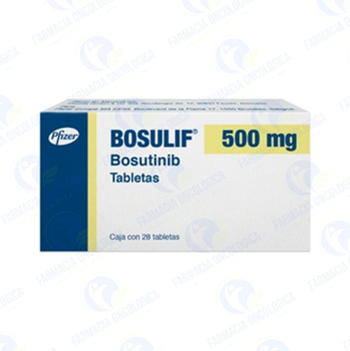 Foto del medicamento Bosulif 500 mg con 28 tabletas o Bosutinib 500 mg con 28 tabletas en venta