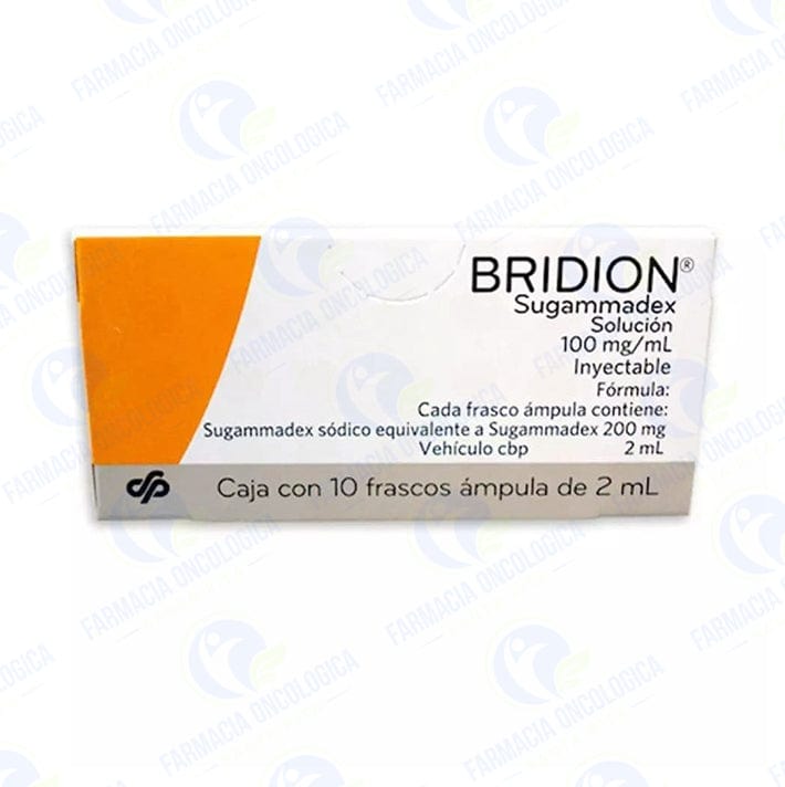 Foto del medicamento Bridion 200 mg solucion inyectable con 10 frascos o Sugammadex en venta