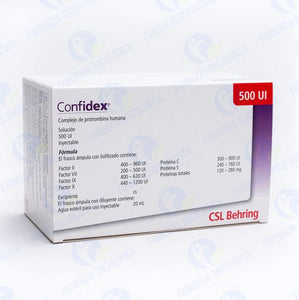 Foto del medicamento Confidex 500 ui inyectable frasco o Complejo de Protrombina Humana en venta
