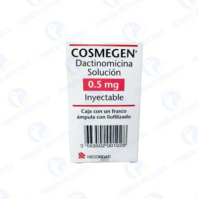 Foto del medicamento Cosmegen 0.5 mg solucion inyectable o Dactinomicina 0.5 mg solucion iny en venta