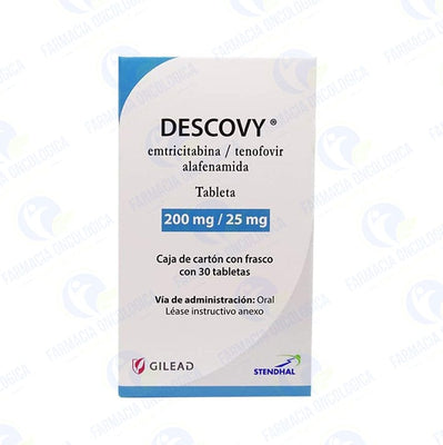 Foto del medicamento Descovy con 30 tabletas o Emtricitabina 200 mg / Tenofovir 25 mg en venta