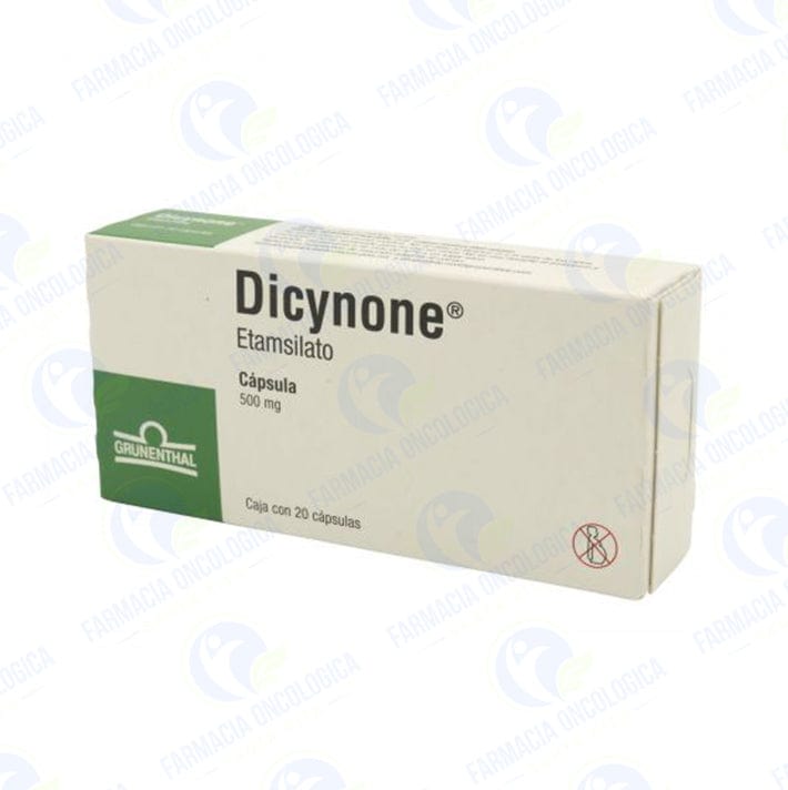 Foto del medicamento Dicynone 500 mg con 20 capsulas o Etamsilato 500 mg con 20 capsulas en venta