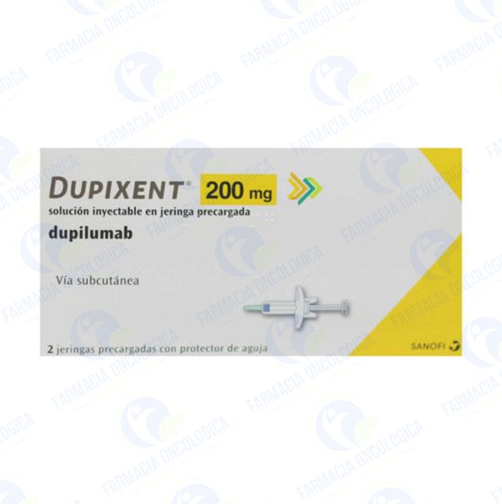 Foto del medicamento Dupixent 200 mg caja con 2 jeringas prellenadas o Dupilumab 200 mg en venta