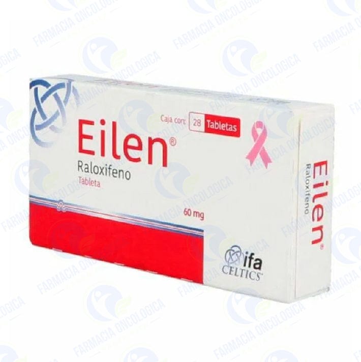 Foto del medicamento Eilen 60 mg con 28 tabletas o Raloxifeno 60 mg con 28 tabletas en venta