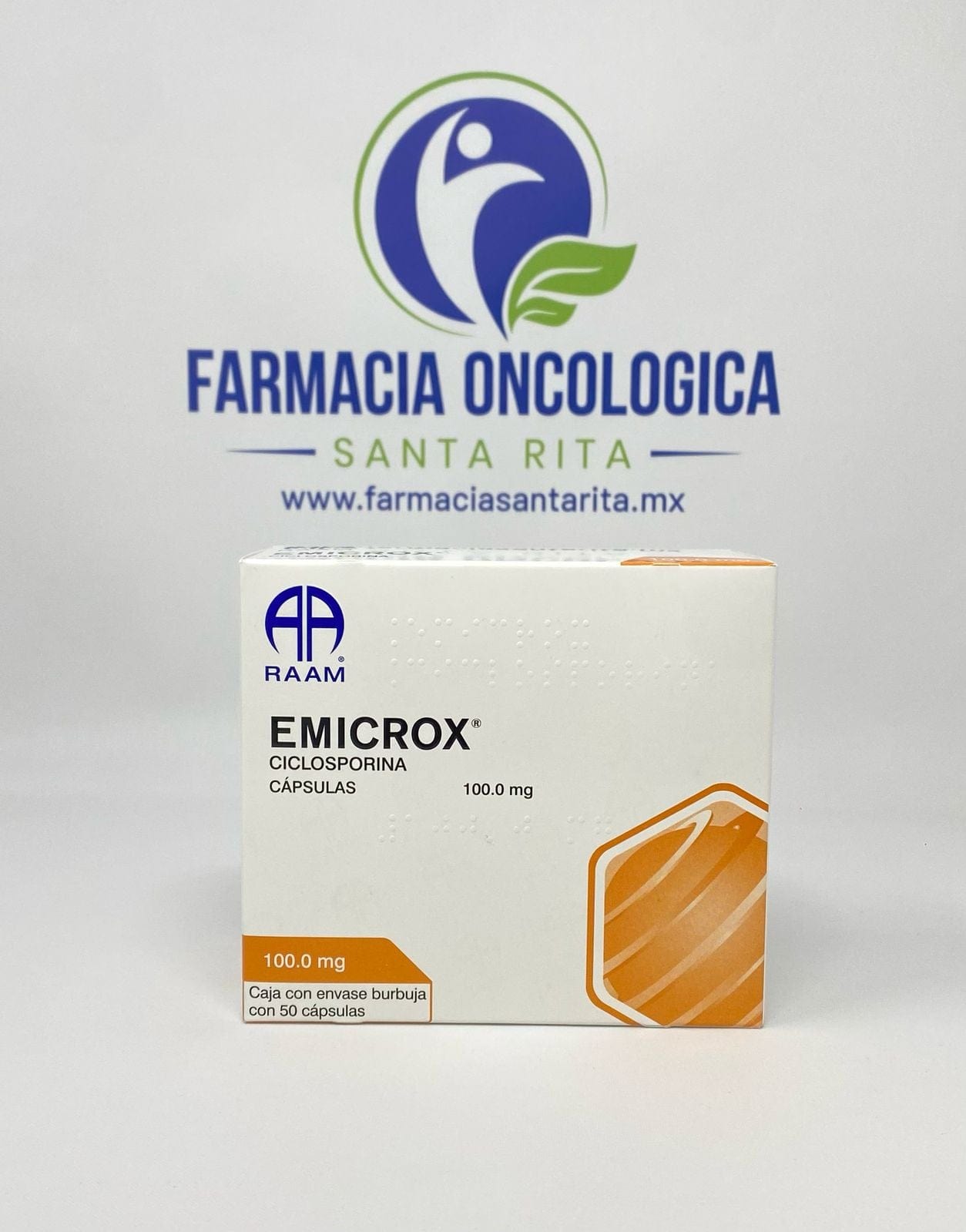 Foto del medicamento Emicrox 100 mg con 50 capsulas o Ciclosporina 100 mg con 50 capsulas en venta