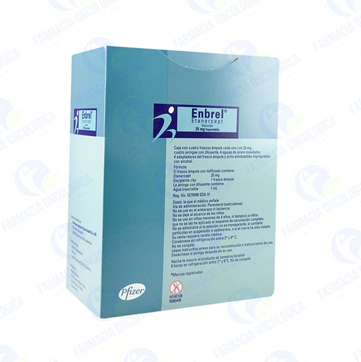 Foto del medicamento Enbrel 25 mg con 4 frascos inyectable o Etanercept 25 mg con 4 frascos en venta