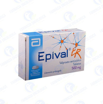 Foto del medicamento Epival ER 500 mg con 30 tabletas o Valproato Semisodico 500 mg 30 tab en venta