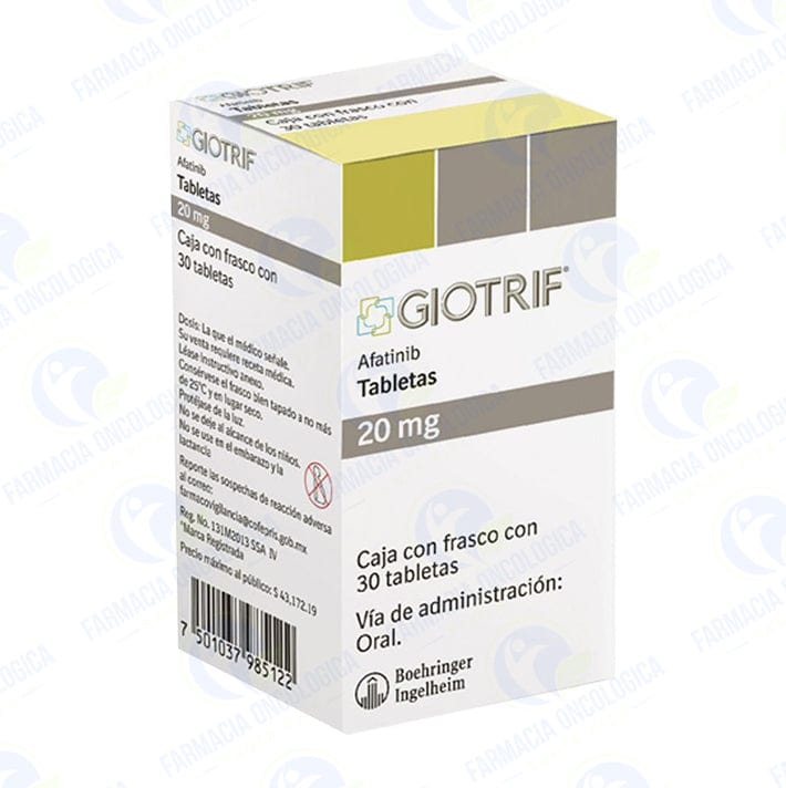 Foto del medicamento Giotrif 20 mg con 30 tabletas o Afatinib 20 mg con 30 tabletas en venta
