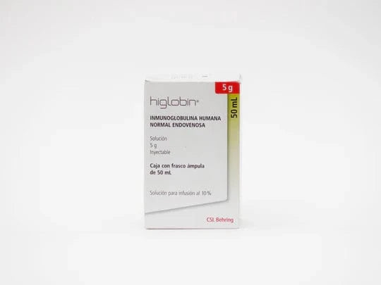 Foto del medicamento Higlobin 5 gr solucion inyectable o Inmonuglobulina humana normal 5 gr en venta
