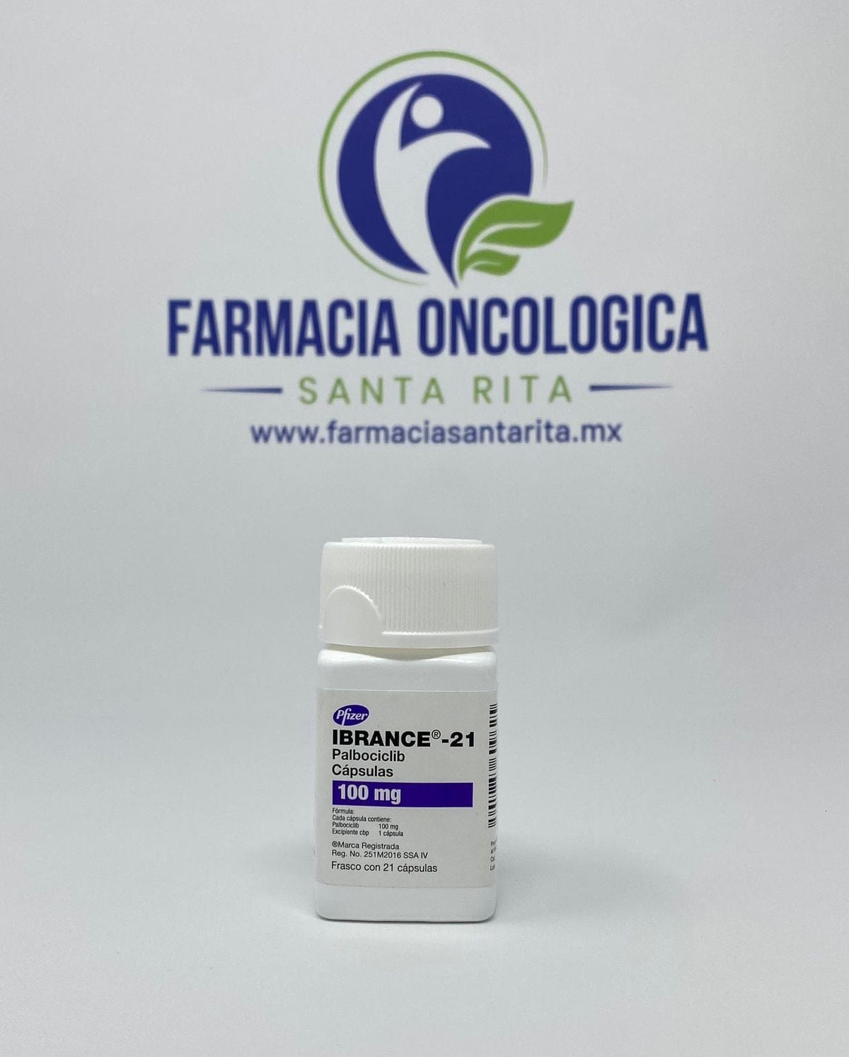 Foto del medicamento Ibrance 100 mg con 21 capsulas o Palbociclib 100 mg con 21 capsulas en venta