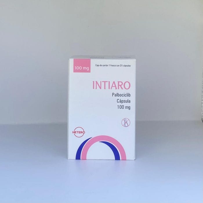 Foto del medicamento Intiaro 100 mg con 21 capsulas o Palbociclib 100 mg con 21 capsulas en venta