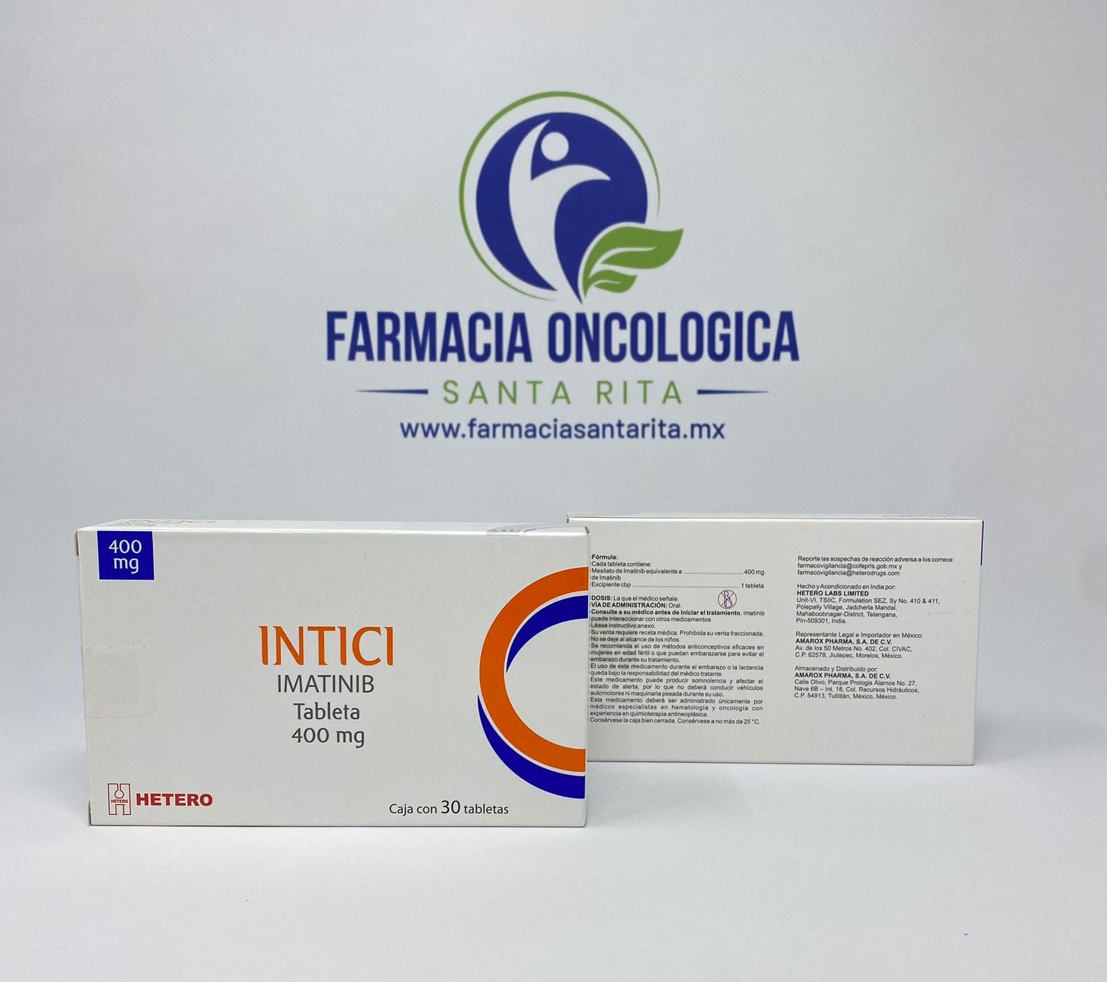 Foto del medicamento Intici 400 mg con 30 tabletas o Imatinib 400 mg con 30 tabletas en venta