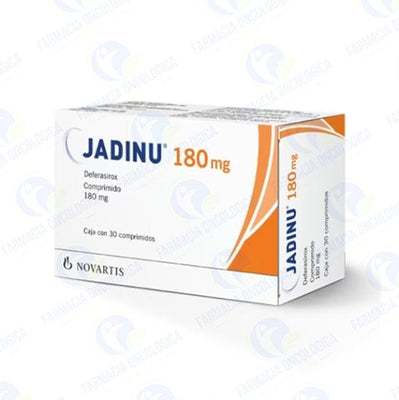Foto del medicamento Jadinu 180 mg con 30 comprimidos o Deferasirox 180 mg con 30 comprimidos en venta