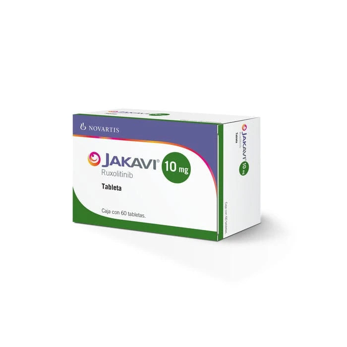 Foto del medicamento Jakavi 10 mg con 60 tabletas o Ruxolitinib 10 mg con 60 tabletas en venta